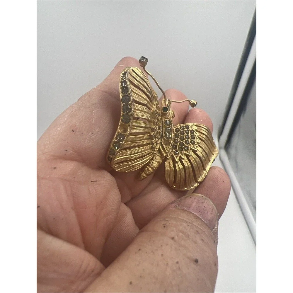 Vtg Butterfly Unsigned Schrager Brooch Large 3